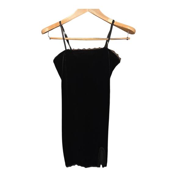 Forever 21 Velvet Whimsigoth Dress Womens Size Small Black Lace Spaghetti Strap - Picture 1 of 6